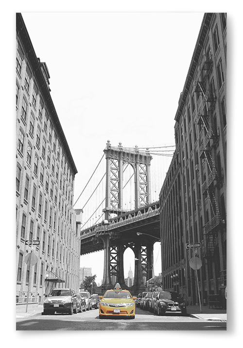 Poster Manhattan Bridge och Yellow Cab