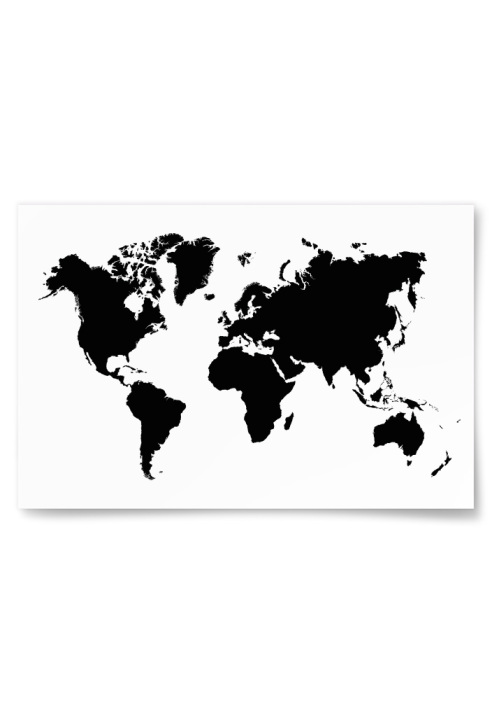 Poster Världskarta Svartvit