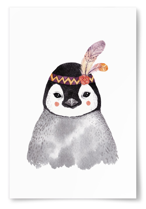 Poster Pingvin med Fjäder