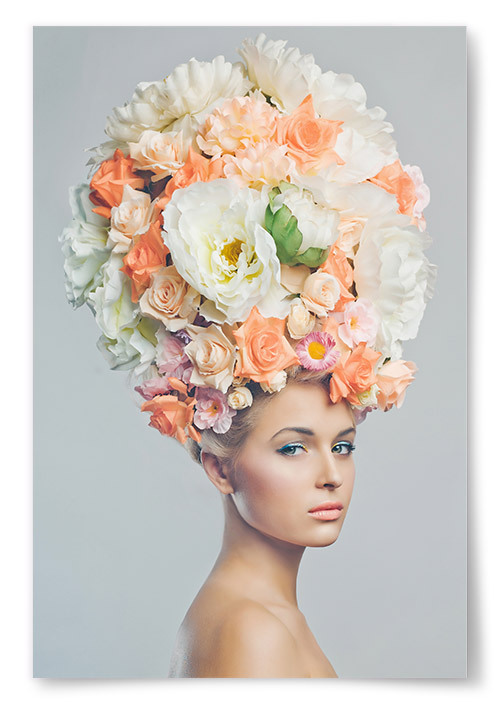 Poster Kvinna med Blommor i Håret
