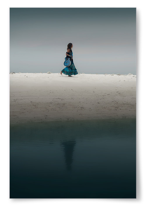 Poster Strandpromenad med Gitarr