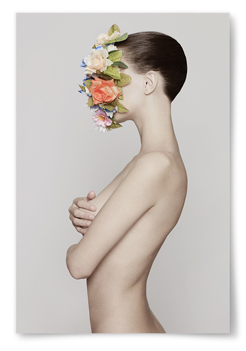 Poster Kvinna med Blommor i Ansiktet