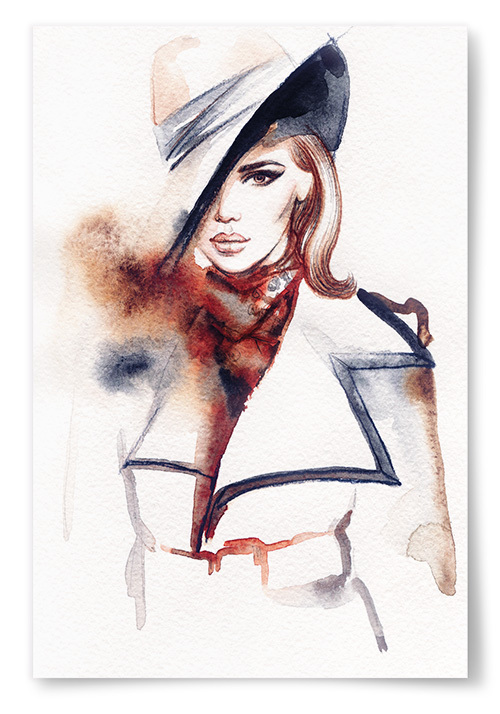 Poster Elegant Kvinna i Rock och Hatt 2 
